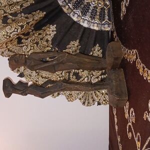 VINTAGE AFRICAN HAND-CARVED WOODEN TRIBAL FIGURES * TWO-PIECE SET " MADE IN MALI